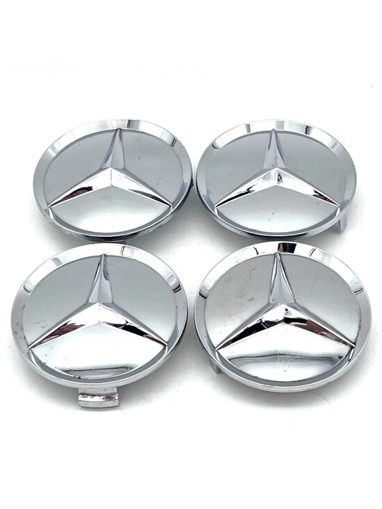 Mercedes-Benz Other - Set Of 4 Chrome Mercedes-Benz Wheel Center Caps Hubcaps 9910005 2 Broken Tabs